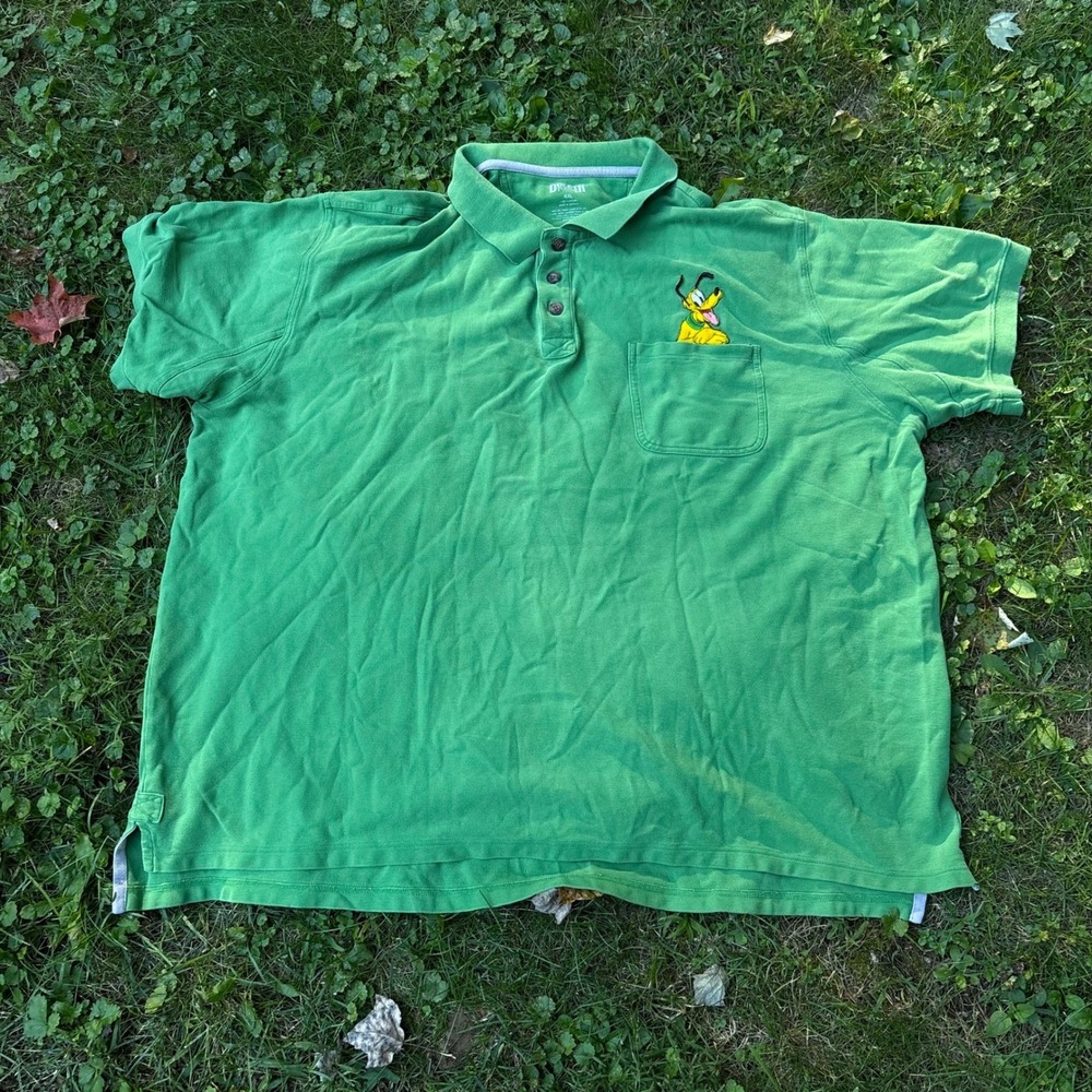 Disney Pluto Polo Shirt Men's 4XL‎ Green Embroidered Big Tall